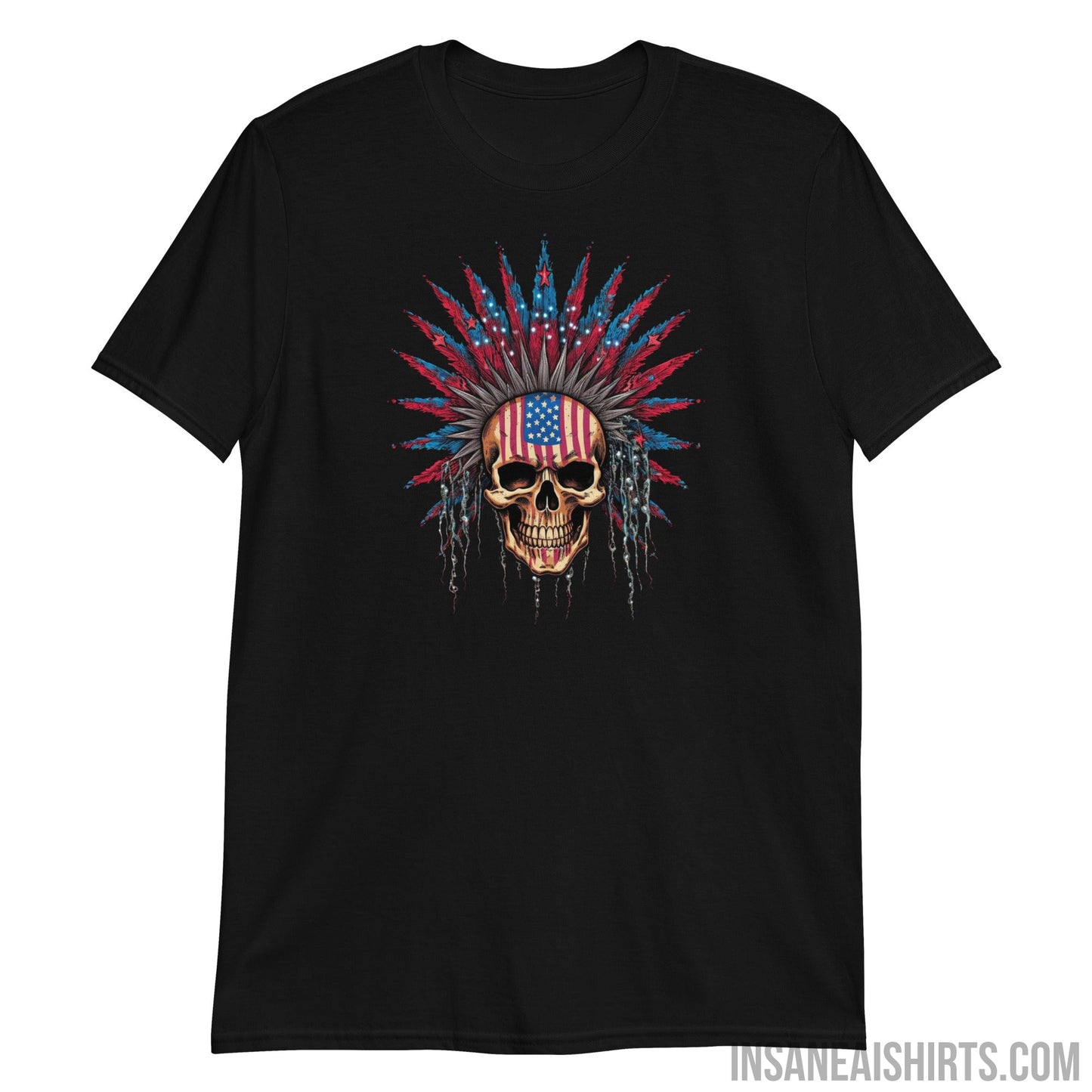 Insane AI Shirts- American Bad A$$ Skull Shirt Design